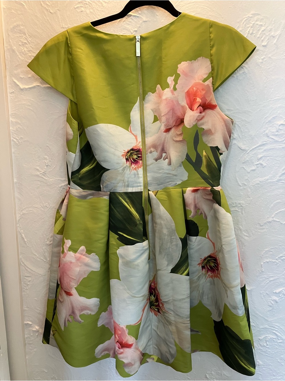 Floral Fit & Flare Dress in Lime Green by Ted Baker - Picture 6 of 6
